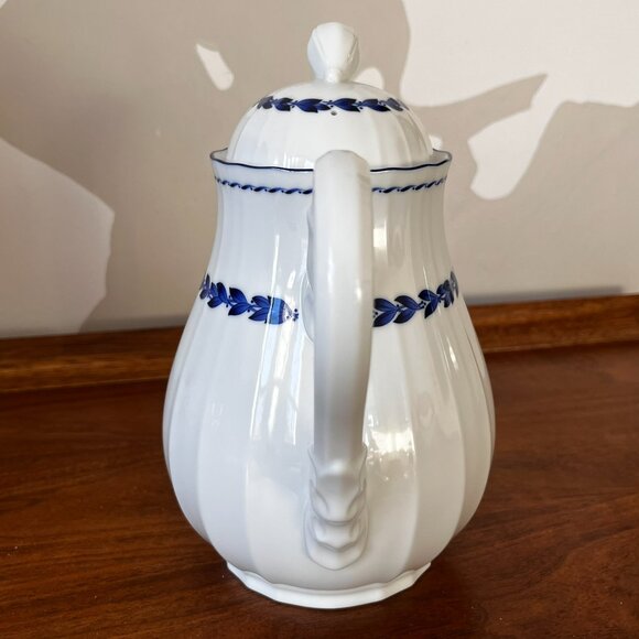 Noritake Simplicity In Blue Coffee Pot & Lid Japan Vintage '80s White Blue B132 - Picture 5 of 15